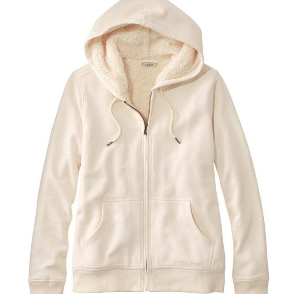 L.L. Bean Cream Sherpa-Lined Zip Hoodie